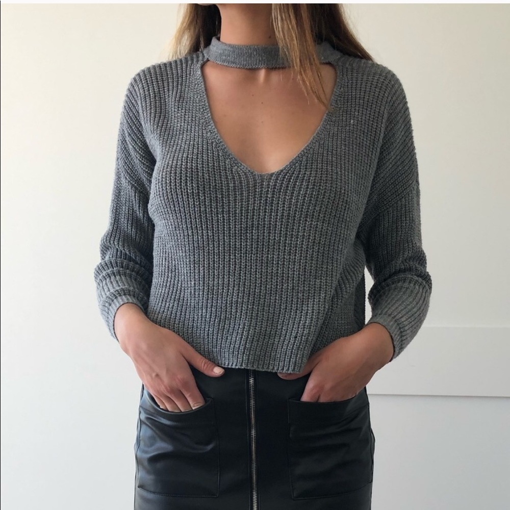 Olivaceous cut out sweater
